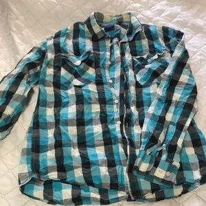 Men's Blue Plaid Shirt